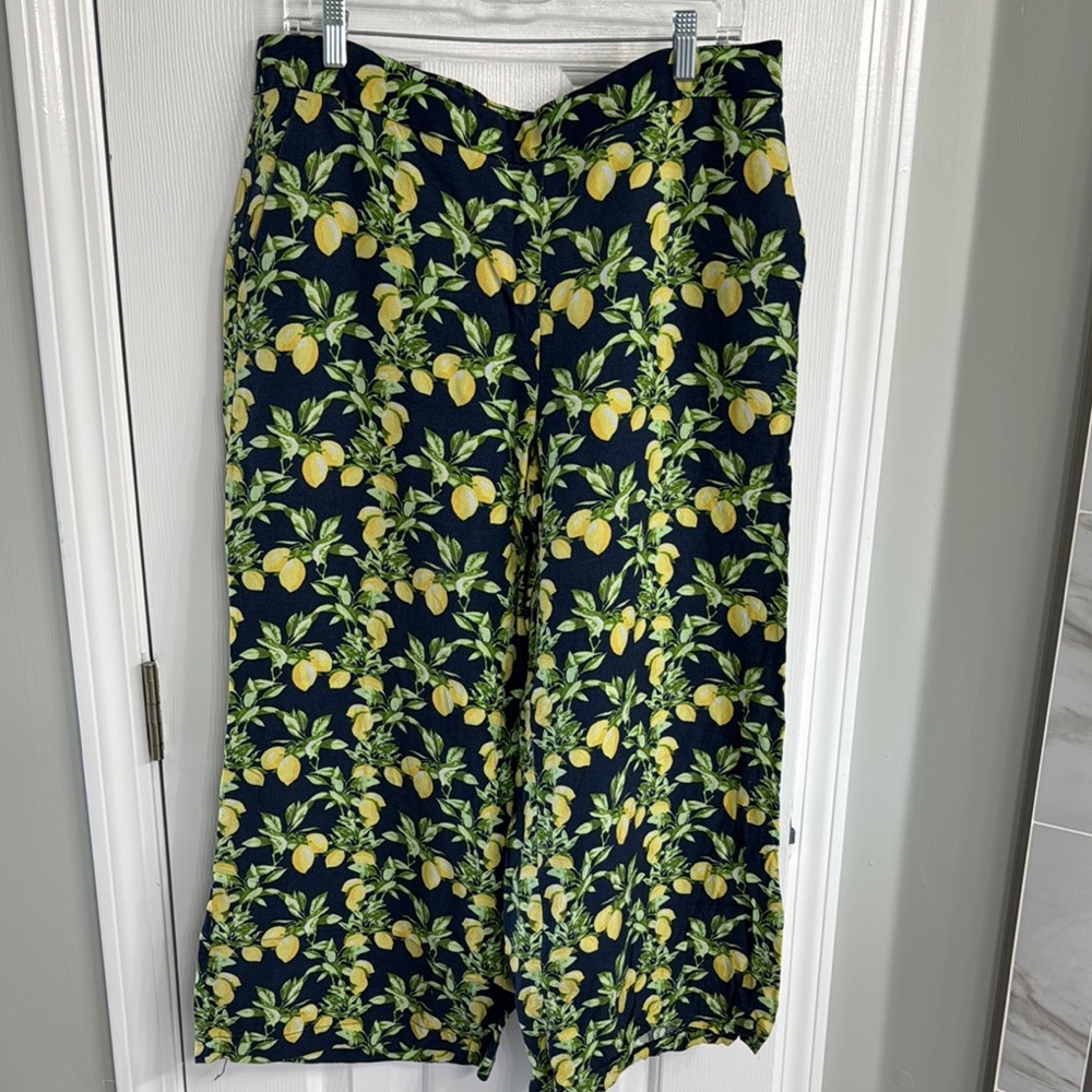 Lemon Print Wide-Leg Pants